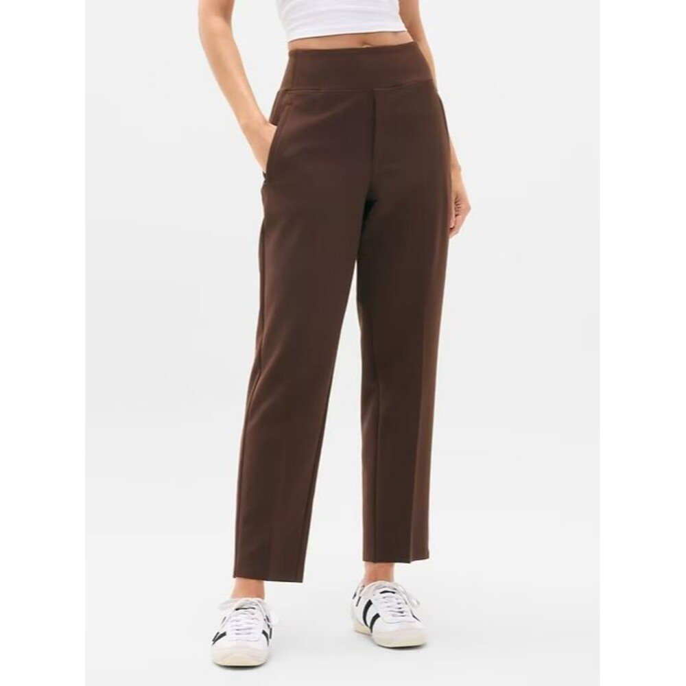 Athleta Endless High Rise Pant Womens Size 14 Woodland Brown Zip Pockets Travel